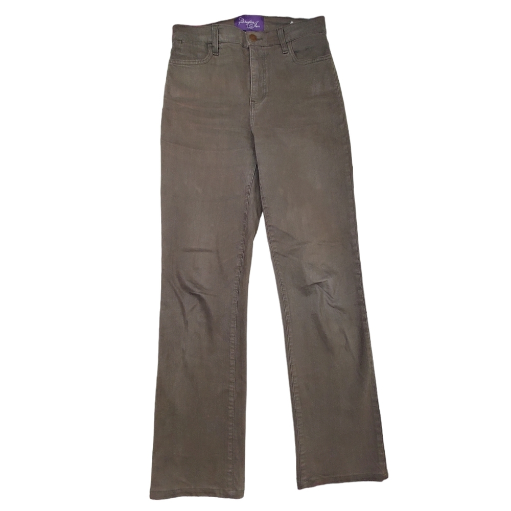 NYDJ Straight Leg Olive Green Jeans Sz 2 High Waist Tummy control